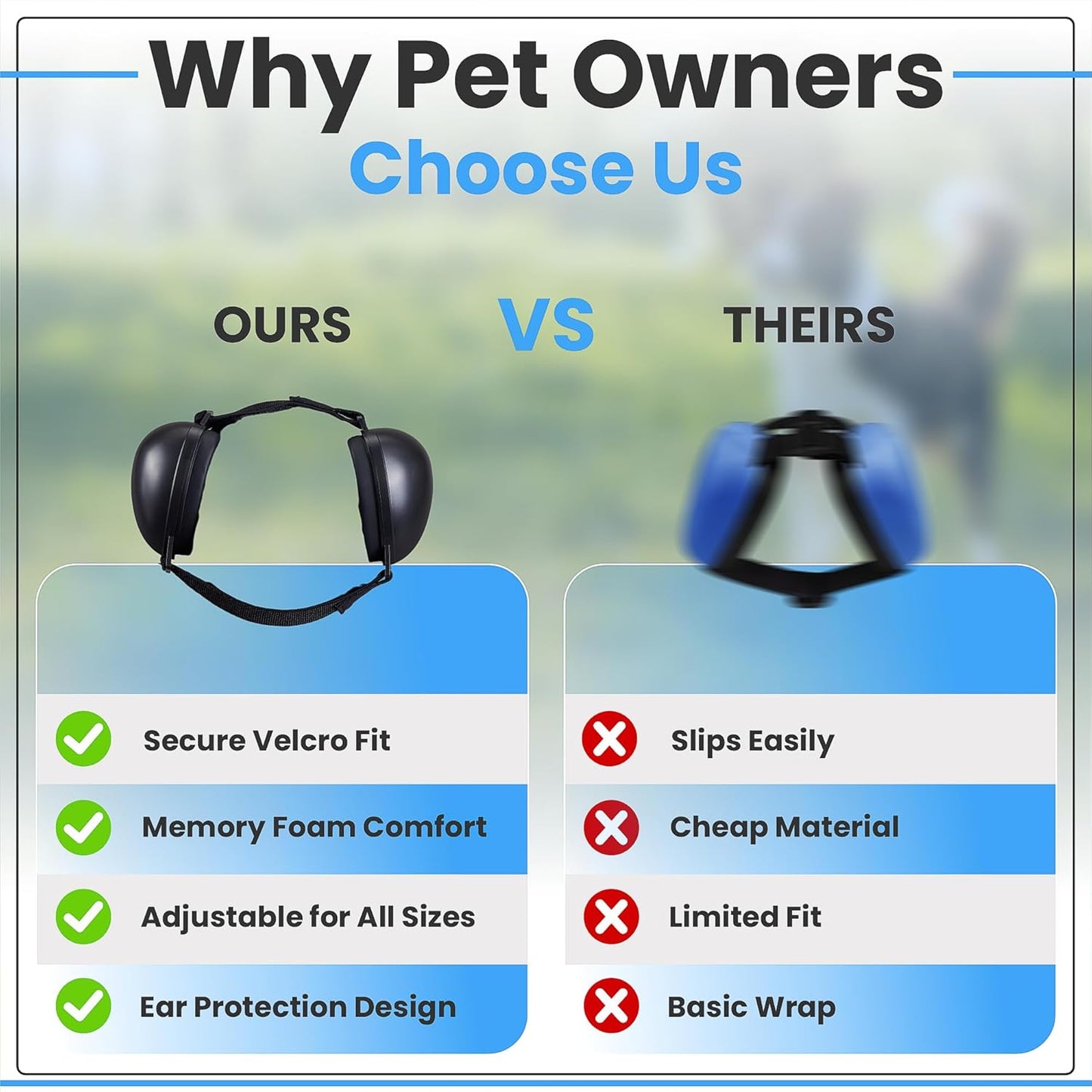 Dog Ear Muffs Noise Protection for Medium & Large Dogs – 29 dB Hearing Protection from Fireworks, Thunder & Noise