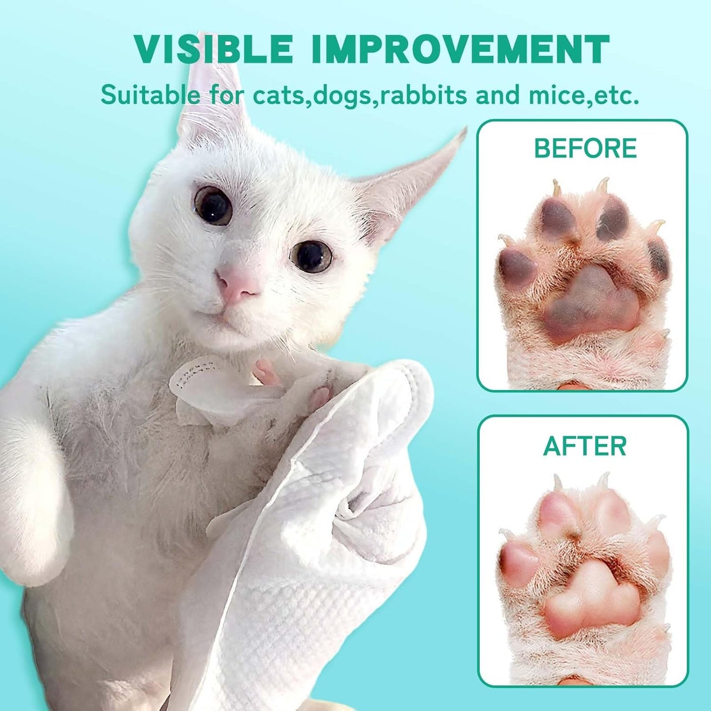 Pet Glove Wipes,Dog and Cat Cleaning Gloves, Cleaning Glove for Dog and Cat, Fur Face, Ears, Eyes, Pet Grooming Wipes, Nourishing Fur, for Daily Care and Travel, No Rinse(6PCS)