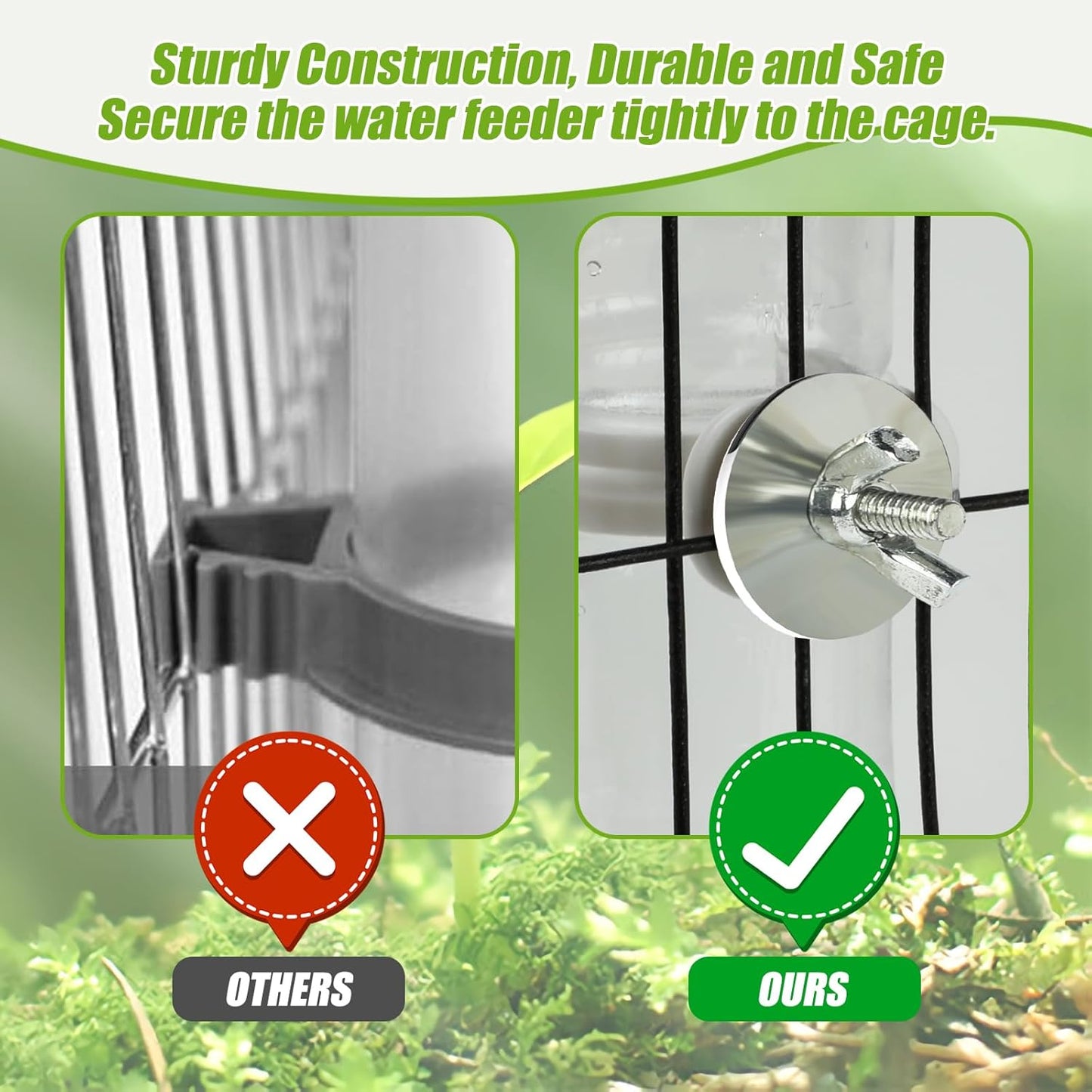 BWOGUE 2PCS Automatic Bird Water Dispenser, 4.73 Fl Oz Parakeet Water Dispenser for Cage No Mess Suspended Bird Water Feeder for Cockatiel Budgie Conure Lovebirds