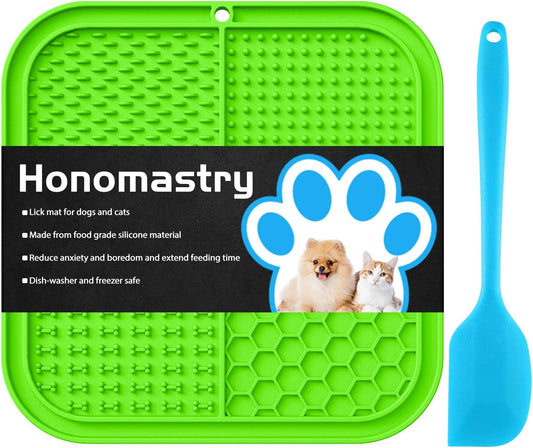 Lick Mat for Dogs, Premium Lick Pad with Suction Cups for Dog Anxiety Relief, Slow Feeder Dog Bowls, Bathing, Grooming and Training (Green, 1pack)