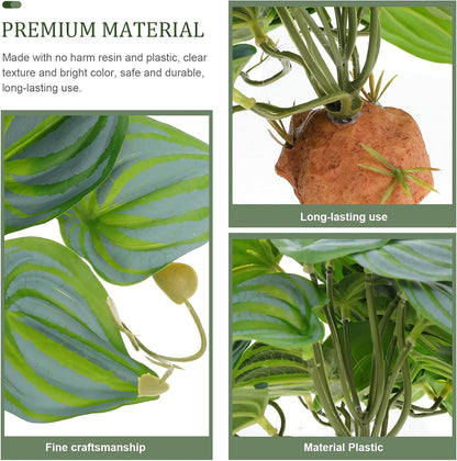 BESTonZON Reptile Terrarium Plants Artificial Decor Resin Plastic Hidden Hide Plant for Gecko Lizard Tortoise Habitat Landscape Accessories