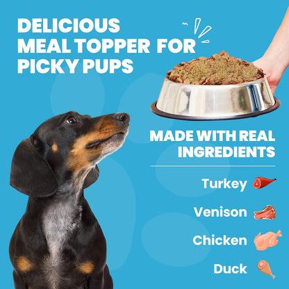 Muenster 3-in-1 Turkey-Duck-Chicken Freeze Dried Dog Food Topper (5oz) - Made in USA