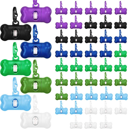 Zhehao 50 Pcs Dog Poop Trash Bag Holder Dispenser Plastic Dog Poop Waste Bag Holder for Leash with Hook and Leak Proof for Walking Hiking Camping (Core,Bone)