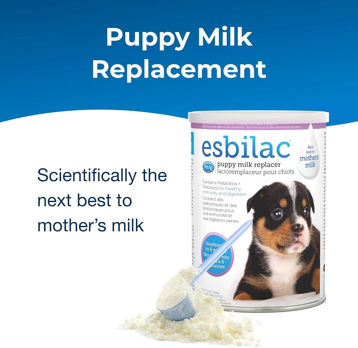 PetAg Esbilac Puppy Milk Replacer Powder (12 oz) Pack of 2 + PetAg Esbilac 2nd Step Puppy Weaning Food (14 oz)