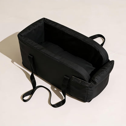 Center Console Dog Car Seat, Small Dog Car Seat, Waterproof Pet Bed with Safety Leash, Anti-Collapse Pet CarSeat with Soft Cushion, Easy Wipe Clean for Puppies Under 11 lbs (Black)