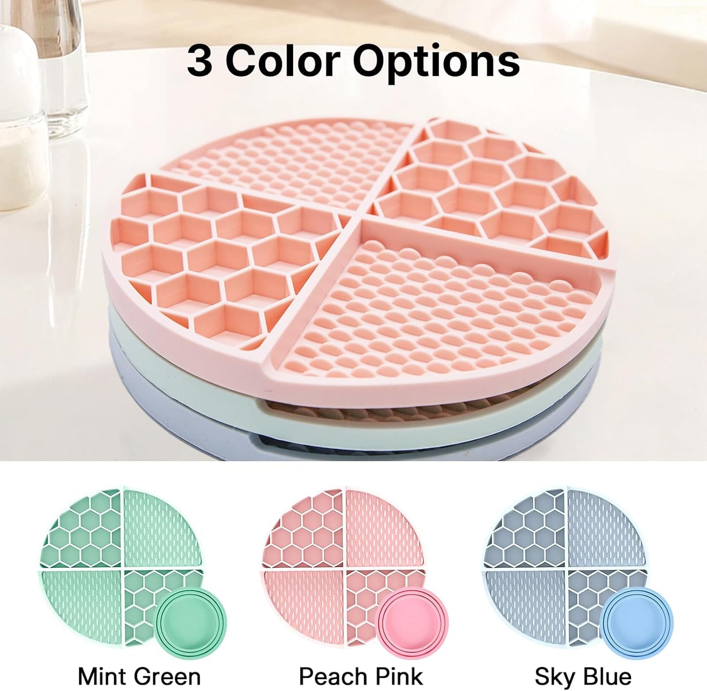 Pet Licking Mat Set with Suction Cups & Can Lid for Dogs and Cats, Food-Grade Silicone Slow Feeding Puzzle Toy, Non-Slip Dog Treat Mat for Anxiety & Boredom Relief (Mint Green)