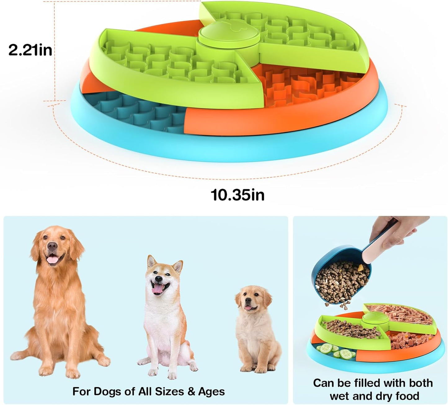 Slow Feeder Dog Bowl 3 Levels, Reduces Boredom and Anxiety, Non-Slip Interactive Puzzle Feeder, Suitable for Small/Medium/Larger Dogs