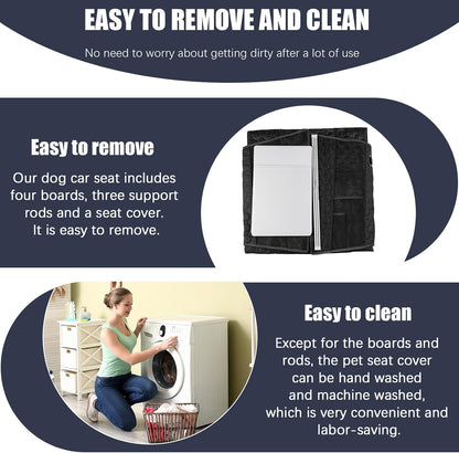 Dog Car Seat for Large Medium Dogs, Dog Car Seat Cover for Back Seat, Foldable Pet CarSeat with Safety Belt, Waterproof Fabric & Breathable Mesh, Back Seat Cover for Dogs Under 40lbs (Large, Black)