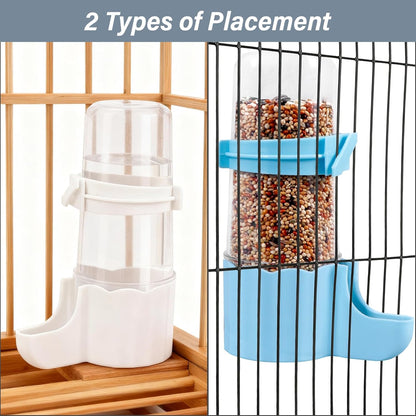 Small Animal Water Bottle No Drip, 8.29 Oz Transparent Auto-Add Food & Water Bottle for Hamster, Small Chicken, Parrot, Quail, Bird Water Dispenser for Wire or Acrylic Cage (Blue)