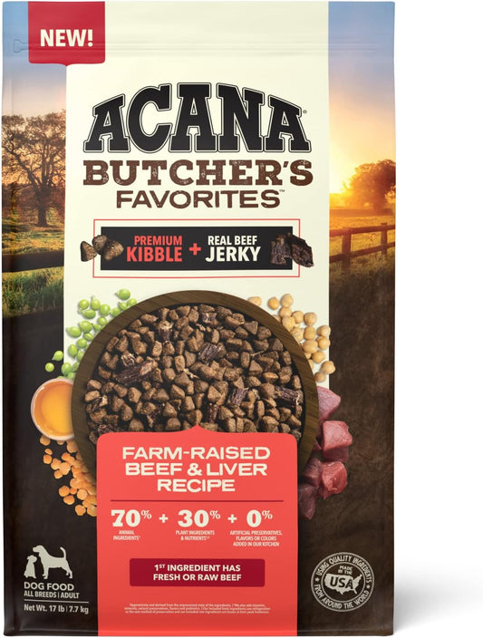 ACANA Butcher’s Favorites Grain-Free Dry Dog Food Farm-Raised Beef & Liver Recipe 17lb Bag
