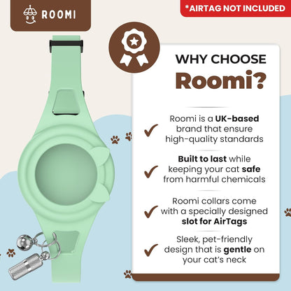 Hypoallergenic cat Collar with Breakaway Clasp, Bell & ID Tag. Compatible with Apple Airtag. Waterproof & Lightweight cat Collar with airtag Holder. Durable & Tear Resistant.