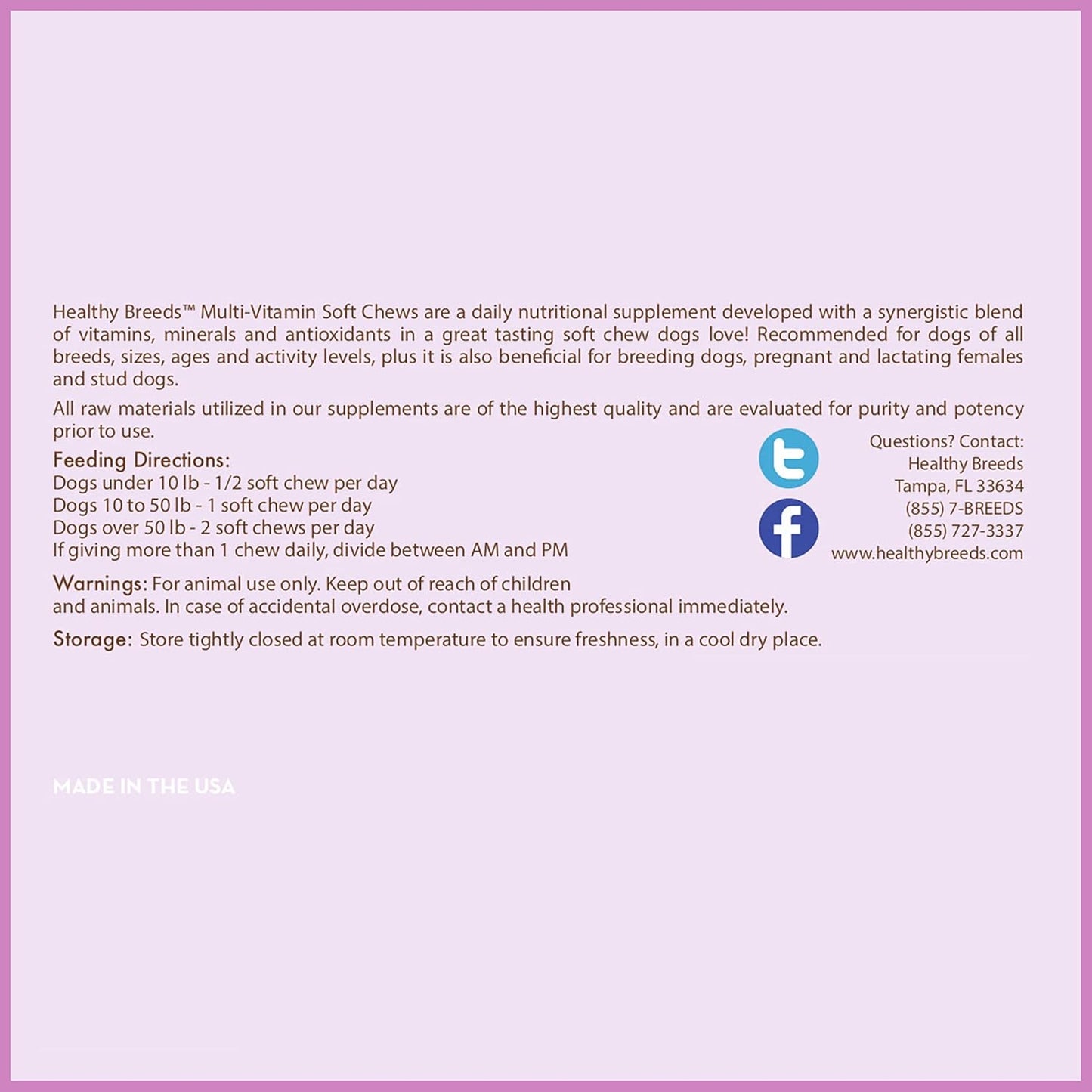 Healthy Breeds Pit Bull Multivitamin for Dogs - Vet Recommended Daily Supplement - Bacon Flavored - 60 Soft Chews