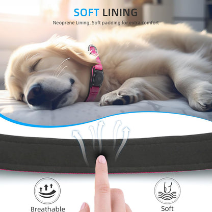 Reflective Air Tag Dog Collar - 100% Waterproof Dog Collar AirTag Holder | Extra-Durable, Soft Padded AirTag Dog Collars for Small Medium Large Dogs