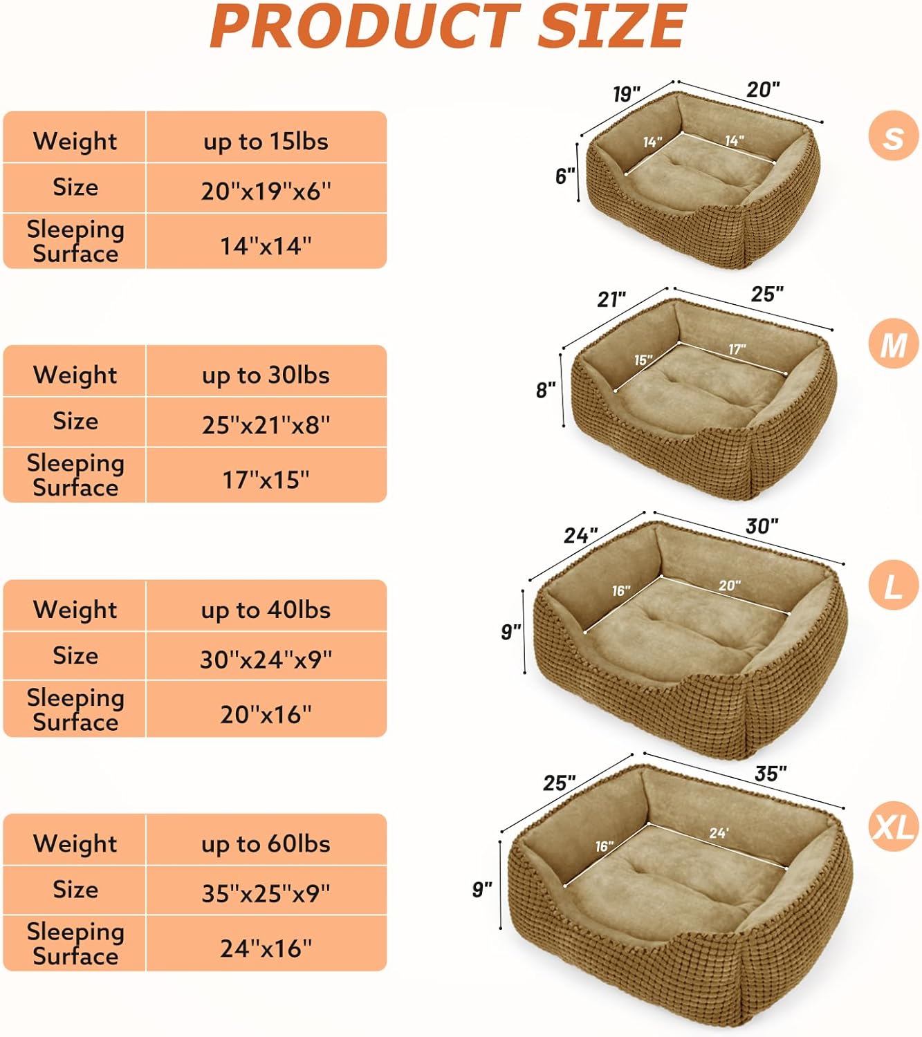 MIXJOY X-Large Dog Bed for Large, Medium, Small Dogs - Rectangle, Washable, Orthopedic, Soft Calming Sleeping Puppy Bed - Durable Pet Cuddler with Anti-Slip Bottom - XL (35"x25"x9")