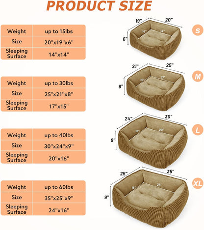 MIXJOY X-Large Dog Bed for Large, Medium, Small Dogs - Rectangle, Washable, Orthopedic, Soft Calming Sleeping Puppy Bed - Durable Pet Cuddler with Anti-Slip Bottom - XL (35"x25"x9")