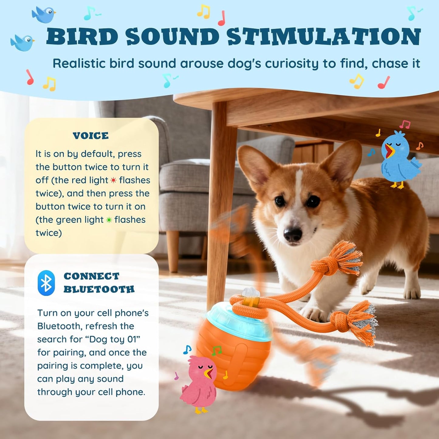 Interactive Dog Ball - 2025 Upgraded Moving Balls for Medium/Large Dogs, Automatic Chase Buddy Dogs Toy Wicked Ball for Boredom, Interactive Dog Toy to Keep Them Busy(Bright Orange)