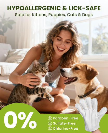 36PCS Pet Glove Wipes for Dogs & Cats, Extra Thick Double-Sided Dog Bath Wipes for Sensitive Skin, Lick-Safe Pet Cleaning Gloves & Cat Cleaning Gloves with Coconut Oil for Coat, Paws & Bottom