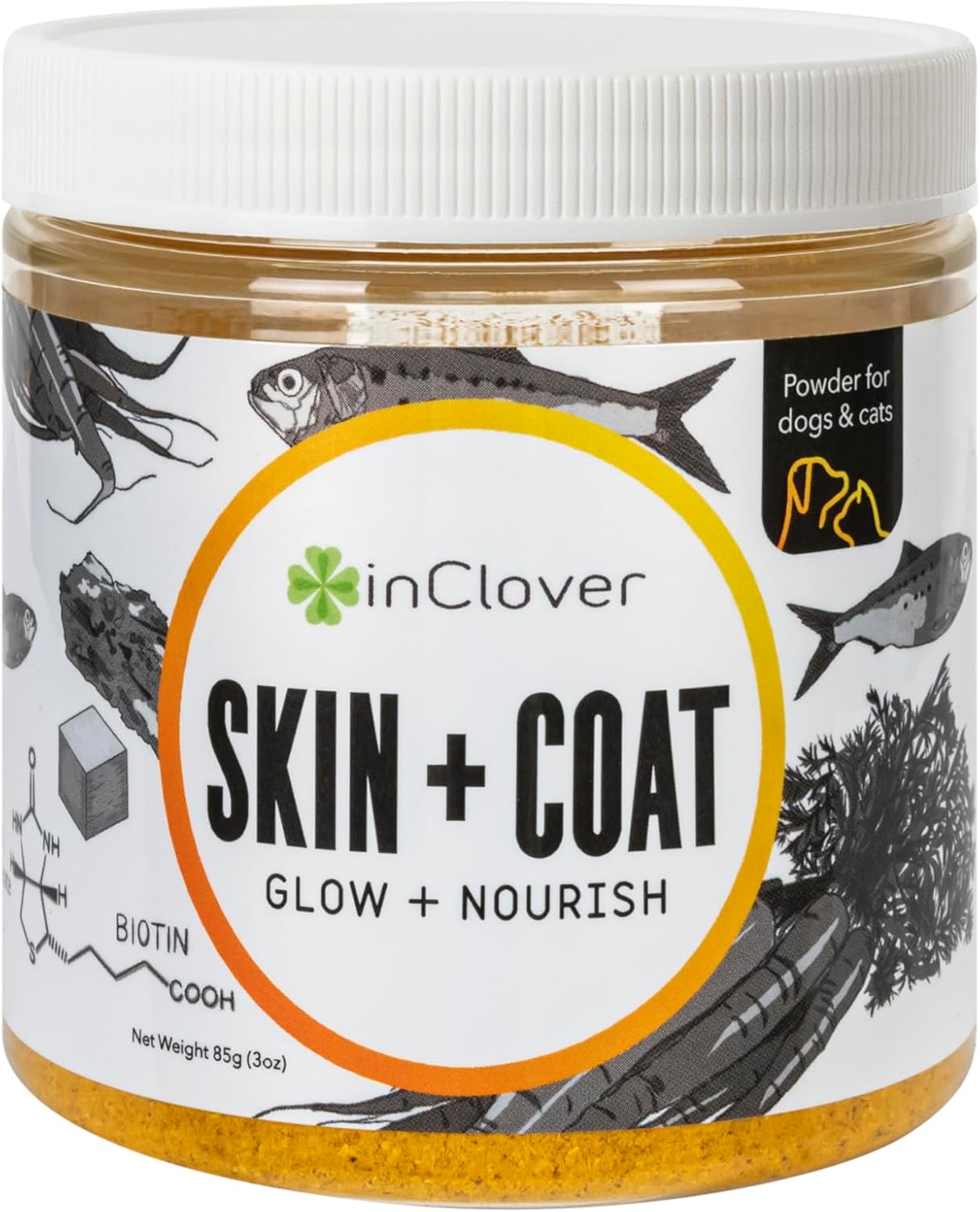 In Clover Dog Skin and Coat Supplement, BioRadiant Natural Supplement for Dogs, Healthy Skin and Coat, Fish Oil Alternative Uses Carrots, Coconut, Omega 3's, Biotin and Zinc Soothe Skin