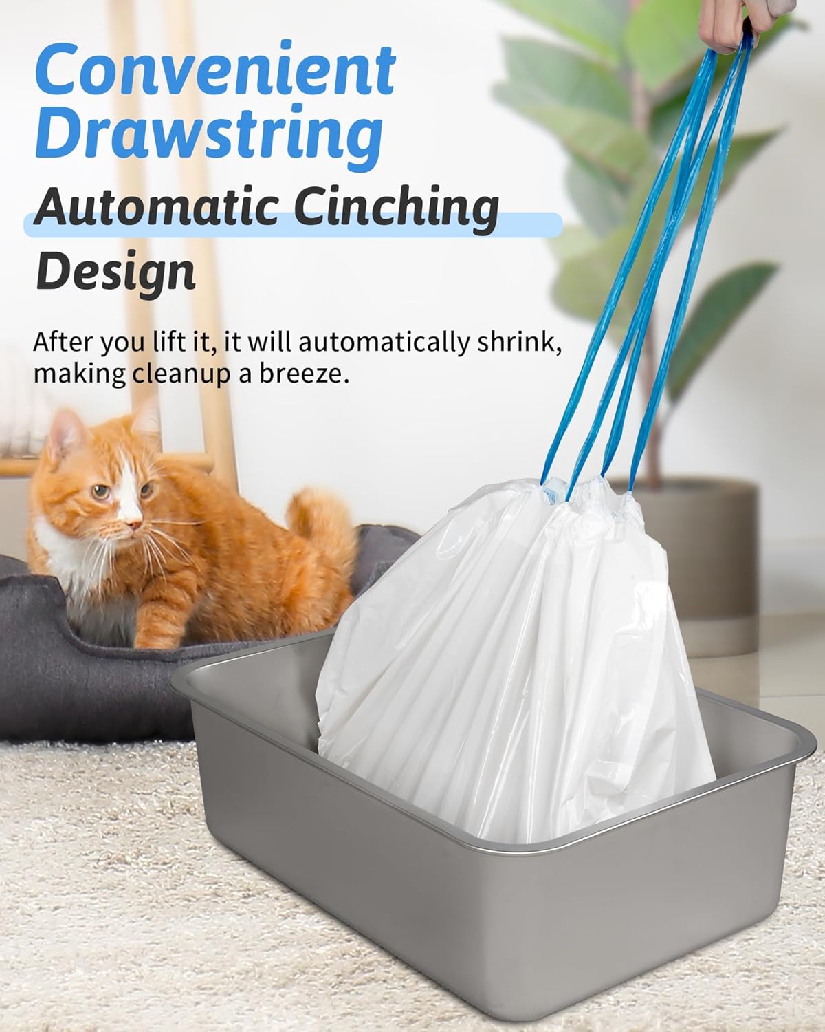 ANWA Cat Litter Box Liners: 36" x 18" Large Cat Litter Box Bags, 2 Mils Extra Thick, Durable & Tear-Resistant, 10 Count