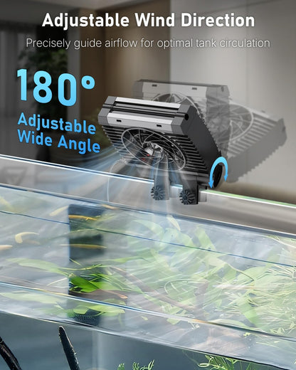 Pawfly Aquarium Chiller Fan, Quiet Aquarium Fan for Axolotl Tank, Fish Tank Cooling Fan, Aquarium Cooler with Adjustable Speed and Timer, Terrarium Fan Water Chiller for Freshwater and Saltwater Tanks