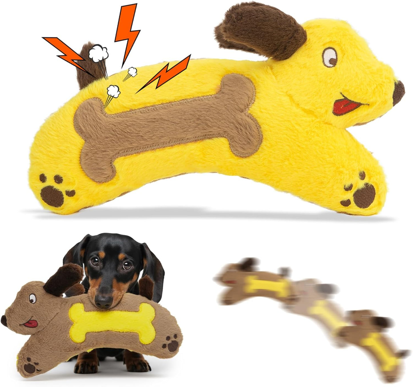 HGB Plush Squeaky Dog Toy- Crinkle Dachshund Puppy Toys for Small Medium Large Breeds, Interactive Stuffed Pet Toy for Teething Chewing Fetch to Keep Them Busy & Anxiety Relief