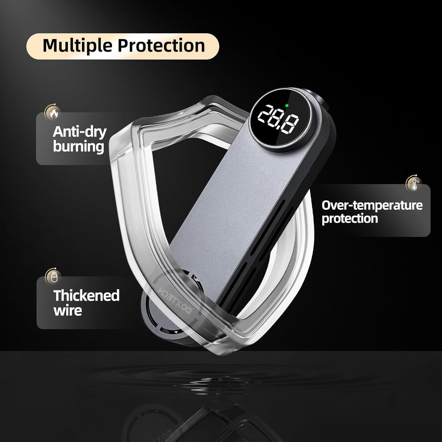 50W Mini Heater for 5-10 Gallon Tanks + 6-in-1 Fish Tank Cleaning Kit – Submersible Heater with Digital Display & External Controller, Algae Scraper, Gravel Rake, Net, and Rotating Brush for Betta, Sh