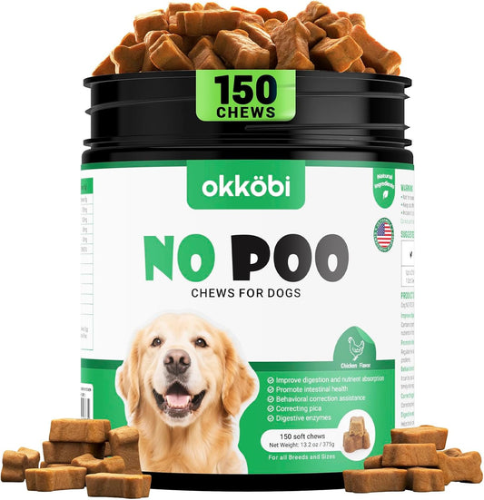 No Poo Chews for Dogs - Coprophagia Eating Deterrent for Dogs - Stop Eating Poop - Packed with Probiotics, Digestive Enzymes & Pumpkin Powder - for All Ages and Breeds