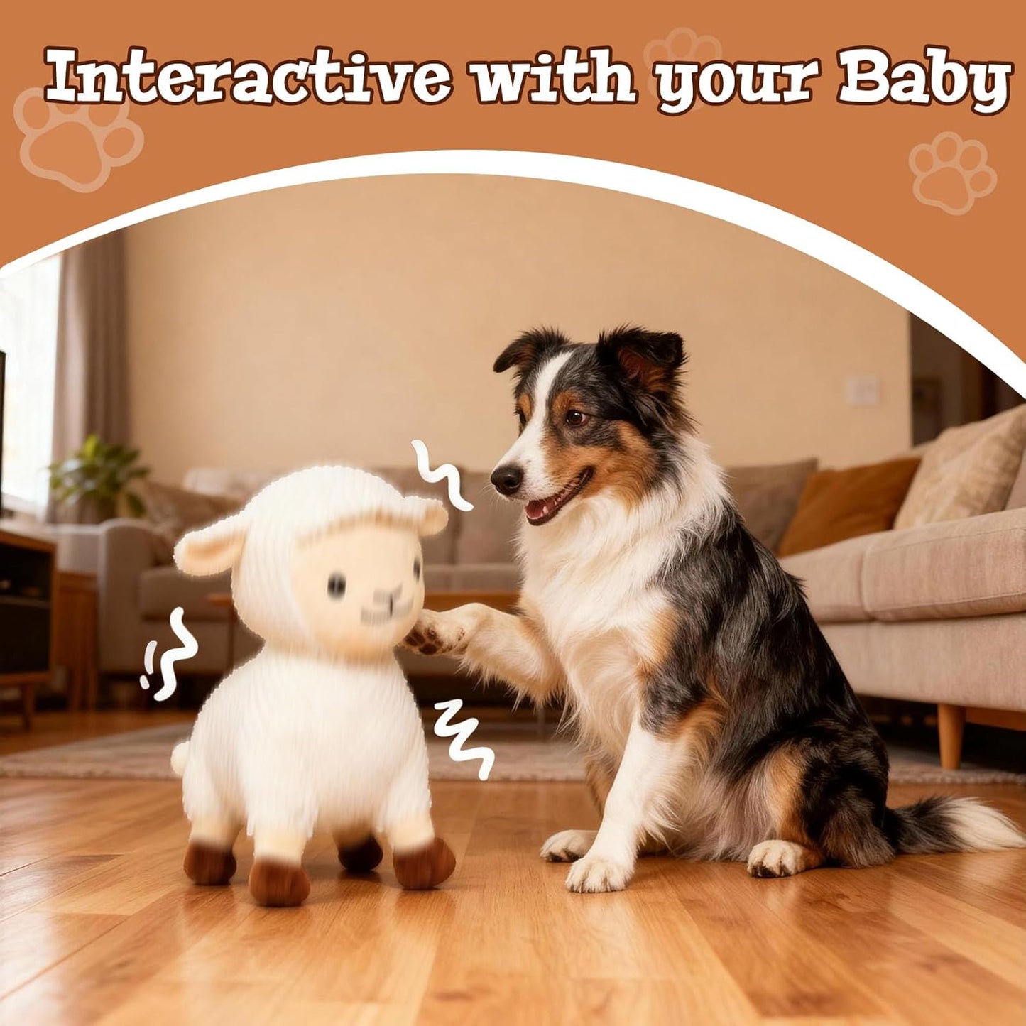 Sheep Interactive Dog Toys, Rechargeable Moving Toy with Motion-Activated Ball & Music Recording Modes for Medium & Large Dogs, Jumping Dog Toy to Keep Them Busy