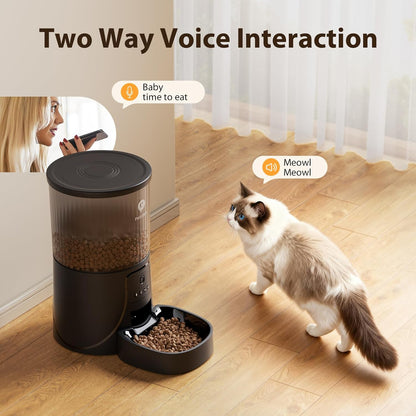 Automatic Cat Feeder with Camera: 5G WiFi Auto Pet Feeder Precise Timed Feeding with HD Video & 2-Way Audio, Food Dispenser with Desiccant Bag to Keep Kibble Fresh, Easy Setup for Indoor Cats