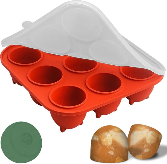 9-Cavity Silicone Frozen Dog Treat Mold with Lid for Woof Pupsicle & Power Chewer Pupsicle Small 10-25lbs,Reusable Frozen Dog Treat Tray Mold for Pupsicle Toy