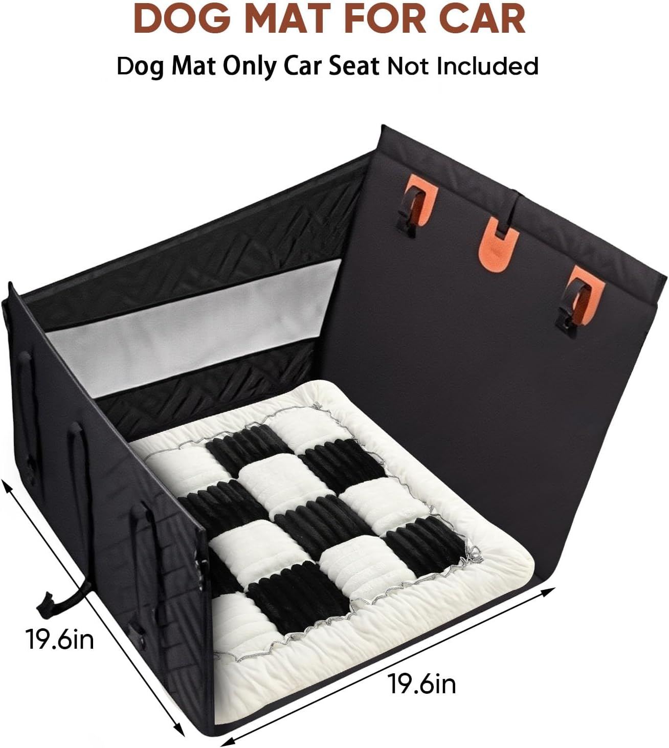 Dog Car Seat Cushion for Carriers & Crates, Pet Travel Mat with Non-Slip Backing, Soft PP Cotton Filled Dog Bed for Car Seats, Hard & Soft Carriers, Pet Crates, Machine Washable (19.6"x19.6")