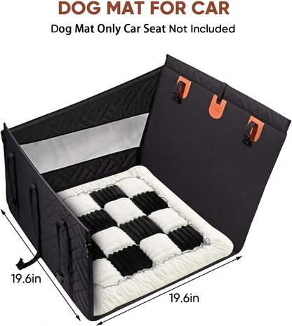 Dog Car Seat Cushion for Carriers & Crates, Pet Travel Mat with Non-Slip Backing, Soft PP Cotton Filled Dog Bed for Car Seats, Hard & Soft Carriers, Pet Crates, Machine Washable (19.6"x19.6")
