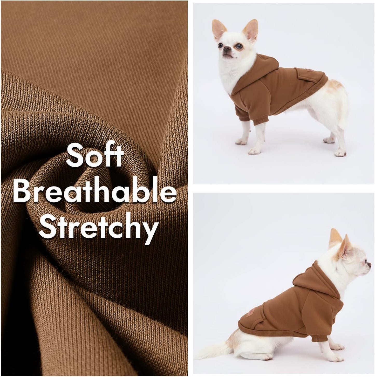 1 Pack Dog Hoodie Warm Hood Dog Sweater Cold Weather Small Dogs Sweatshirt Comfort Pet Clothes for Small Medium Dogs with Pockets Cats Chihuahua Clothes for Male Female Girl Boy Sporty Daily Wear