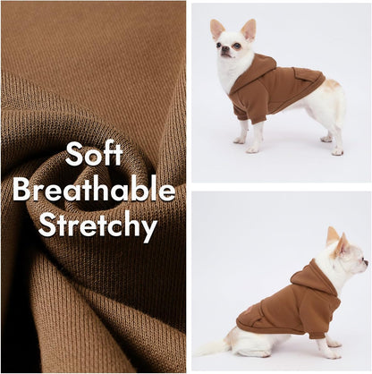 1 Pack Dog Hoodie Warm Hood Dog Sweater Cold Weather Small Dogs Sweatshirt Comfort Pet Clothes for Small Medium Dogs with Pockets Cats Chihuahua Clothes for Male Female Girl Boy Sporty Daily Wear