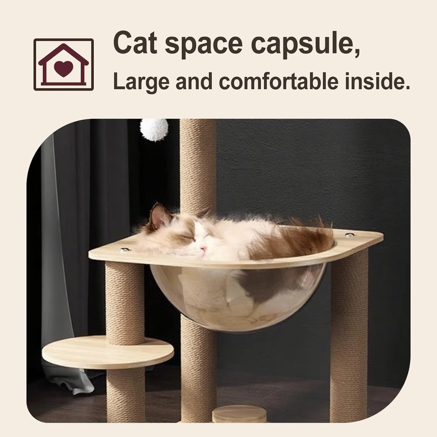 Indoor Cat & Kittens Multi-Level Climbing Activity Tower with Scratching Posts, Selected Wood and Sisal，Cat Tree Large (24.7inH) -cat House Beige