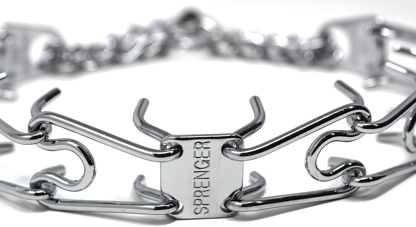 Herm Sprenger Prong Dog Training Collar, 22in x 3.0mm (Neck Size up to 18in) Medium, Ultra-Plus Chrome Plated Steel Pet Pinch Anti Pull Collar for Dogs Made in Germany