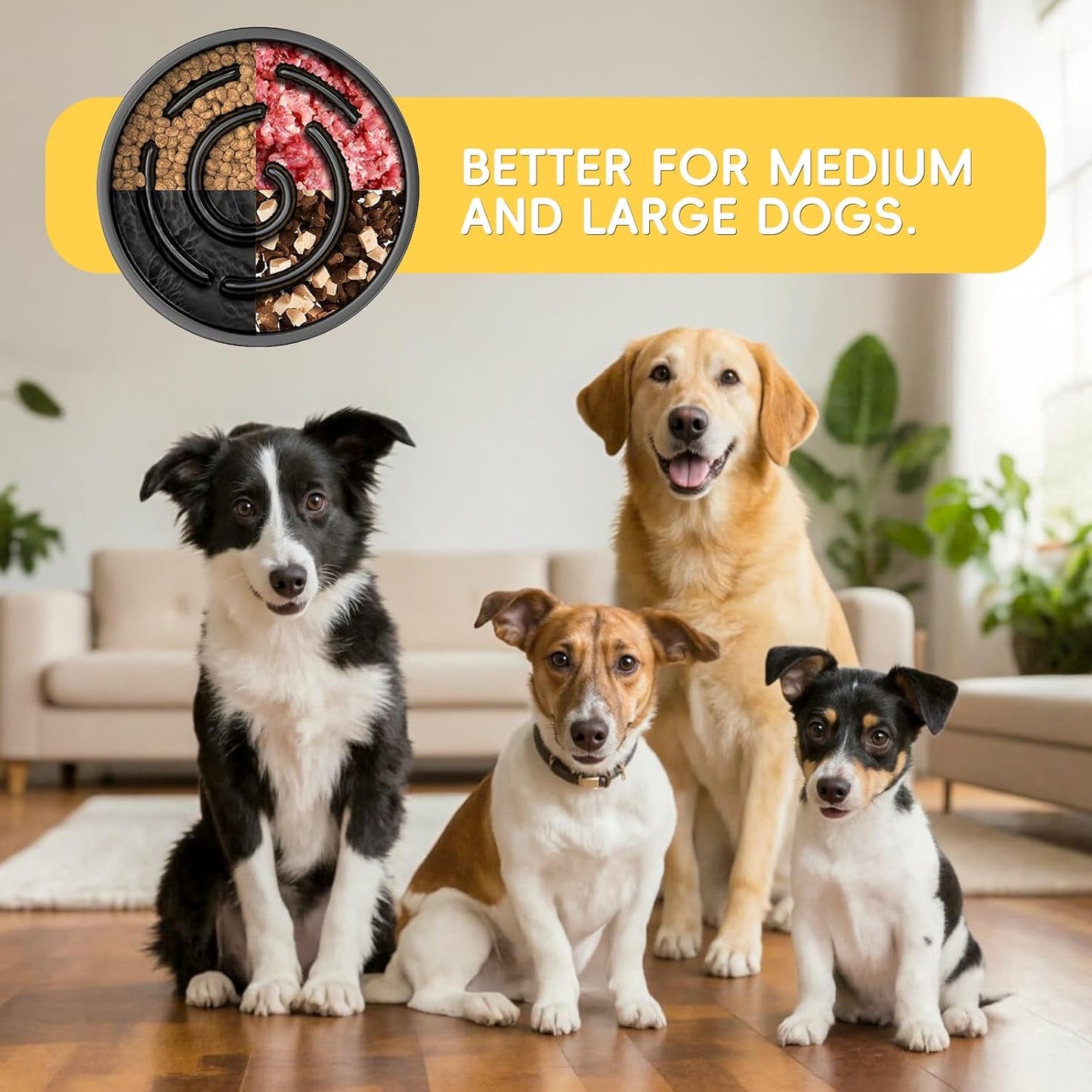 Slow Feeder Dog Bowl Reduces Fast Eating Improves Digestion Stop Bloat Prevent Choking for Medium and Large Dogs Black