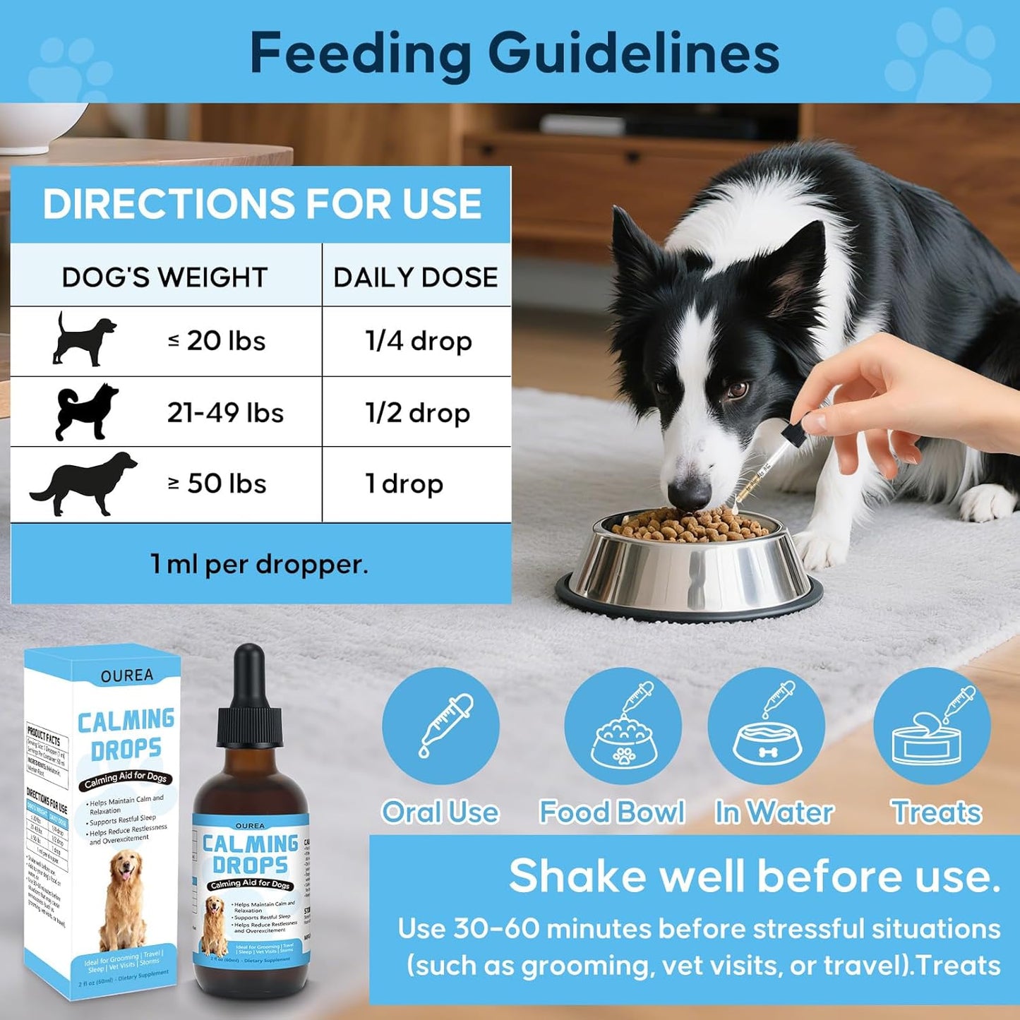 Calming Drops for Dogs with Melatonin – Helps Support Relaxation During Nail Trimming, Grooming, Travel, Vet Visits, Thunder & Fireworks – Natural Soothing Liquid Supplement