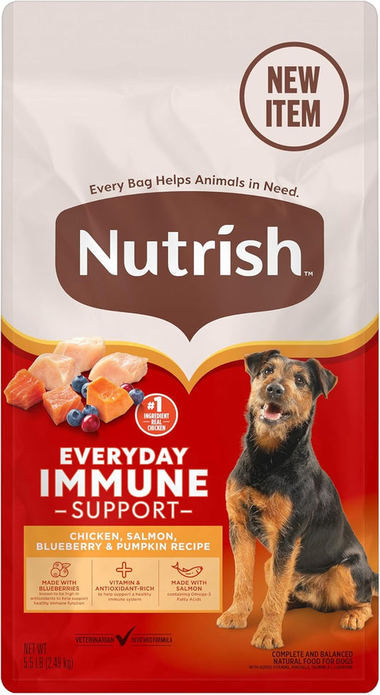 Nutrish Everyday Immune Support Dry Dog Food Chicken, Salmon, Blueberry & Pumpkin Recipe, 5.5 lb. Bag, 4 Count (Rachael Ray)