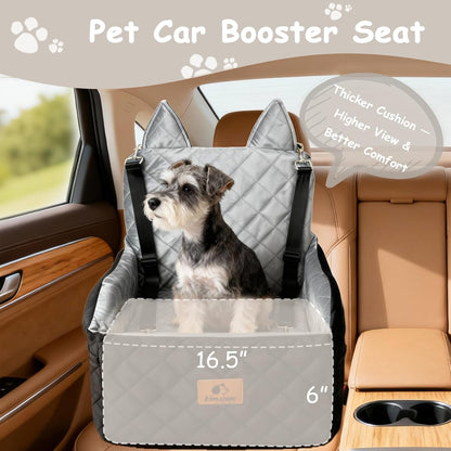 Dog Car Seat for Small & Medium Dogs – 6" Higher Booster Seat with Supportive Memory Foam Cushion, Detachable & Washable Cover, Safe & Comfortable Car Bed for Dogs up to 35 lbs