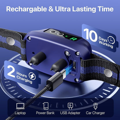 Dog Bark Collar for Large Medium Dogs,Automatic Barking Collar with 3 Training Mode,Rechargeable Anti Bark Collar with 8 Adjustable Sensitivity (Midnight) (Midnight)