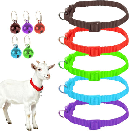 STARVAST 15PCS Goat Collars with Bells, Adjustable Nylon Grazing Collars with Copper Bells, Pet Anti-Lost Loud Bronze Bell for Small Farm Animals Including Goats, Sheep, Cows