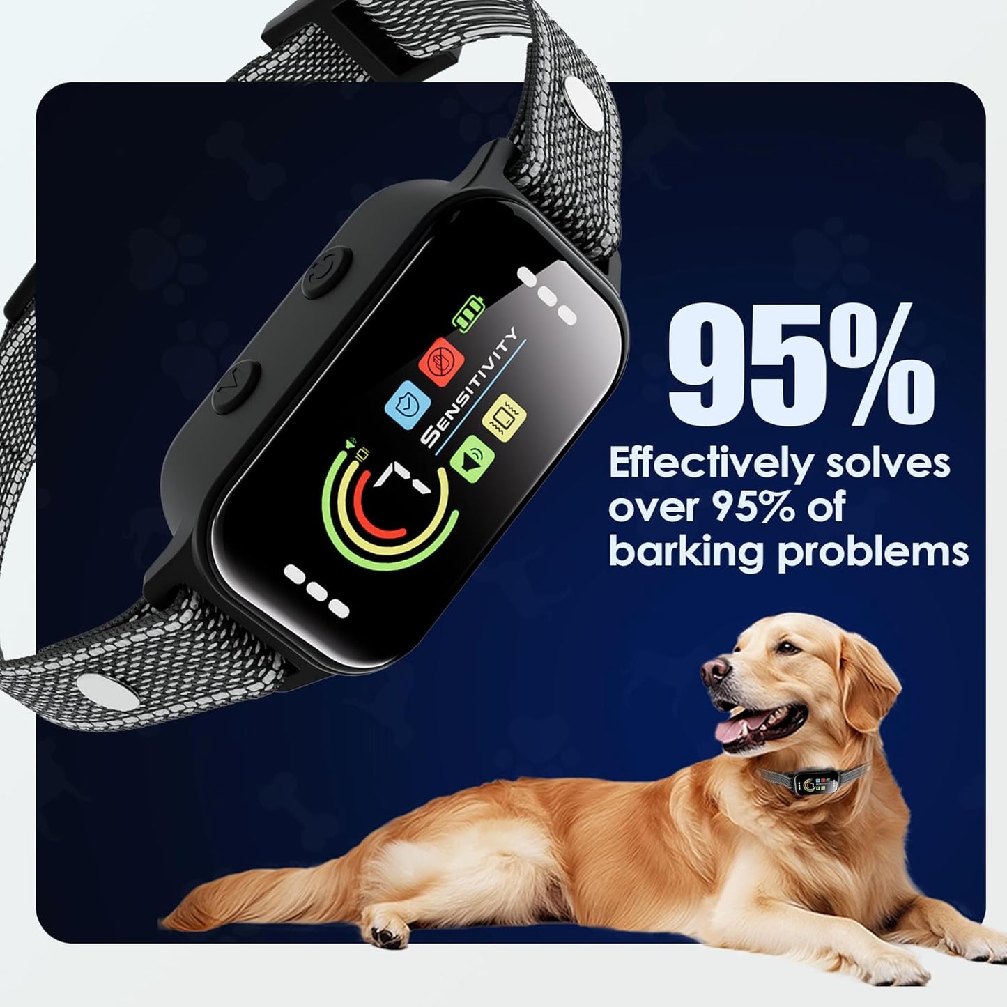 JEUJE Dog Bark Collar 2 Pack, Bark Collar for Large Medium Small Dogs 8-120lbs, AUTO Barking Collar, Bark Training Collar with 7-Level Sensitivity + 5 Safety Modes Humane Training System