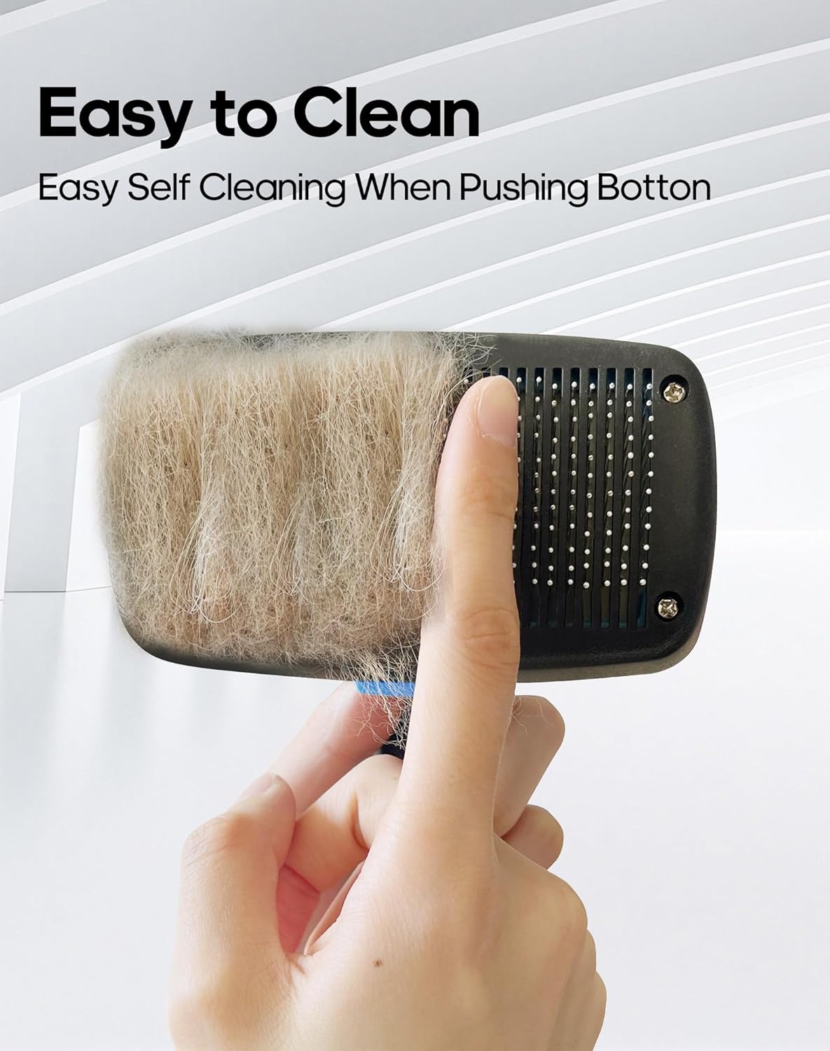 Self Cleaning Shedding Brush - Skin Friendly Grooming Tool for Dogs, Cats, and Puppies, Deshedding and Hair Removal for Long and Short Haired Pets (Blue)