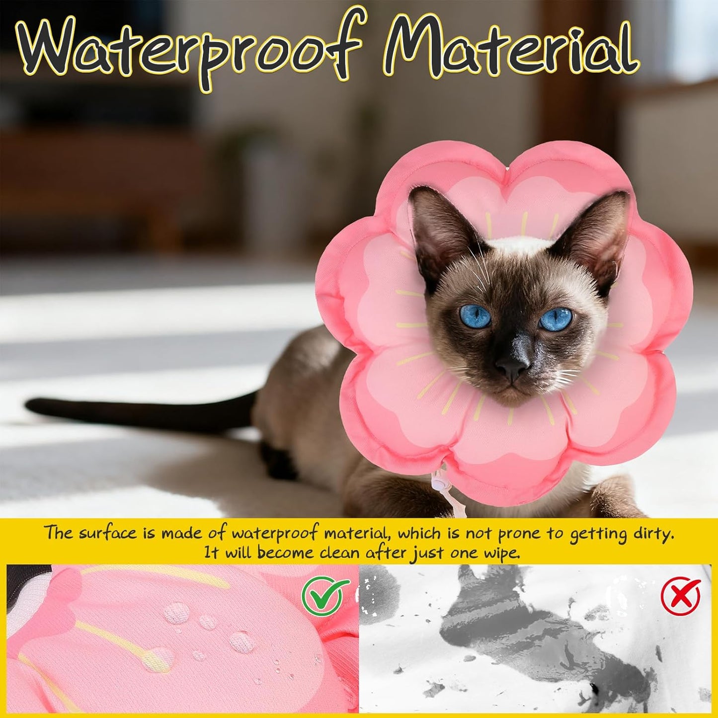 EXPAWLORER Cat Cone Collar Soft, Cat E Collar Recovery After Surgery to Stop Licking, Adjustable Waterproof Cute Neck Elizabethan Pet Kitten Puppy Donut Pillow for Cats Puppy Wound Healing, PinkL