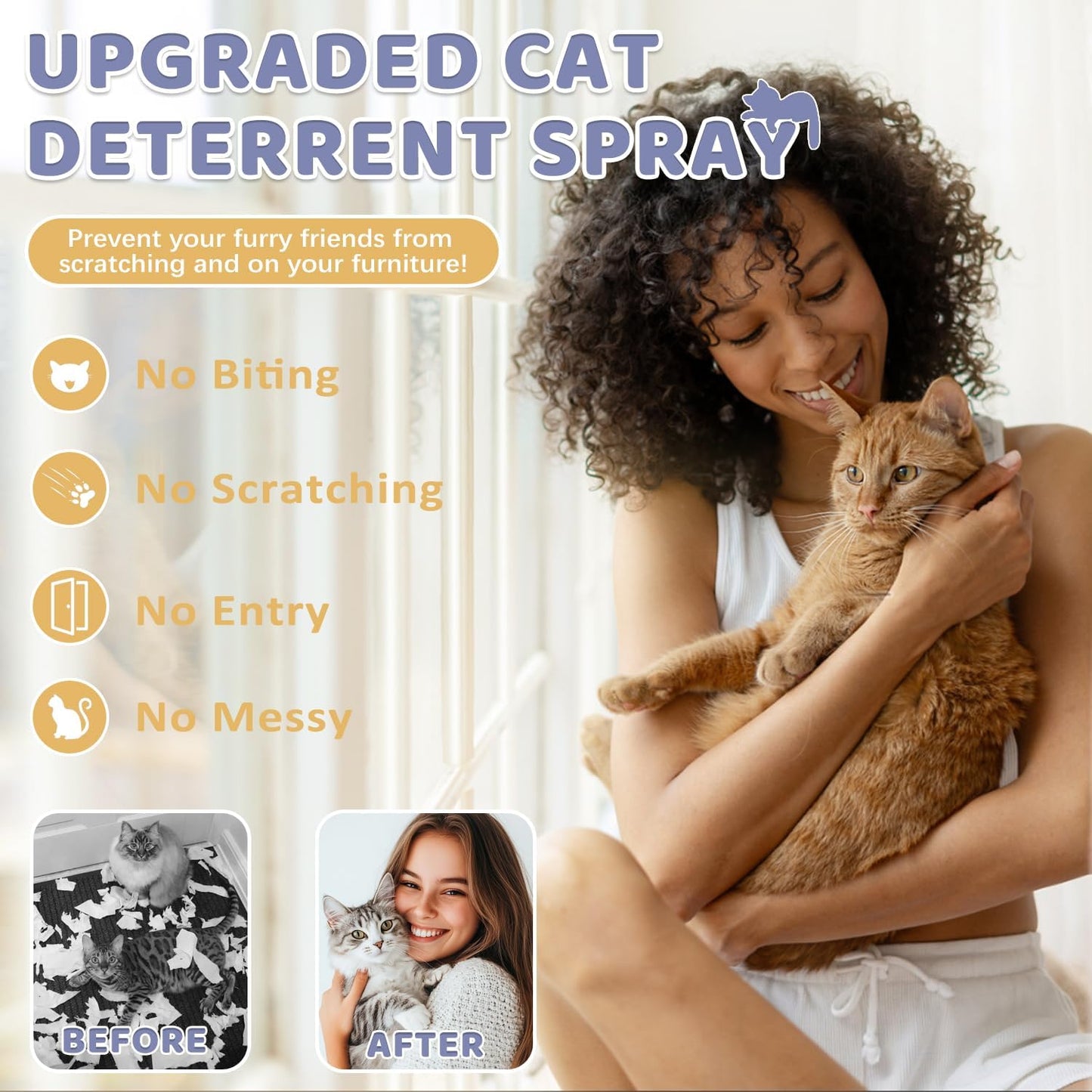 Tetra No Scratch Spray for Cats, Natural Anti Scratch Cat Spray, EffectiAve Cat Bitter Spray for Chewing & Scratching Keep Off Cat Indoor or Outdoor, Protect Furniture, Curtain, Floor & Plant, 50 Ml