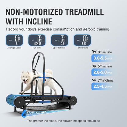 Dog Treadmill for Large/Medium Dogs, Adjustable Ramp Canine Running Slatmill Machine with Pedometer for Exercise & Healthy & Fit Pet Life
