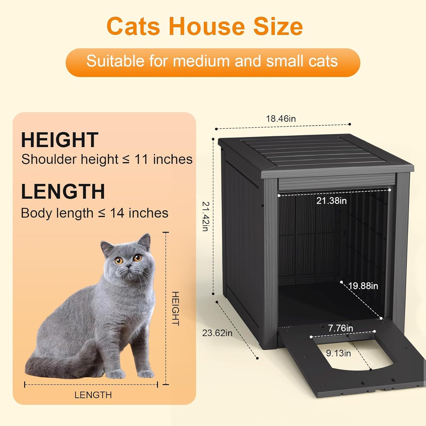 Cat House Outdoor Indoor - All-Weather Resin Cat Houses for Outdoor Cats, Durable & Insulated Pet Shelter for Garden Patio Backyard