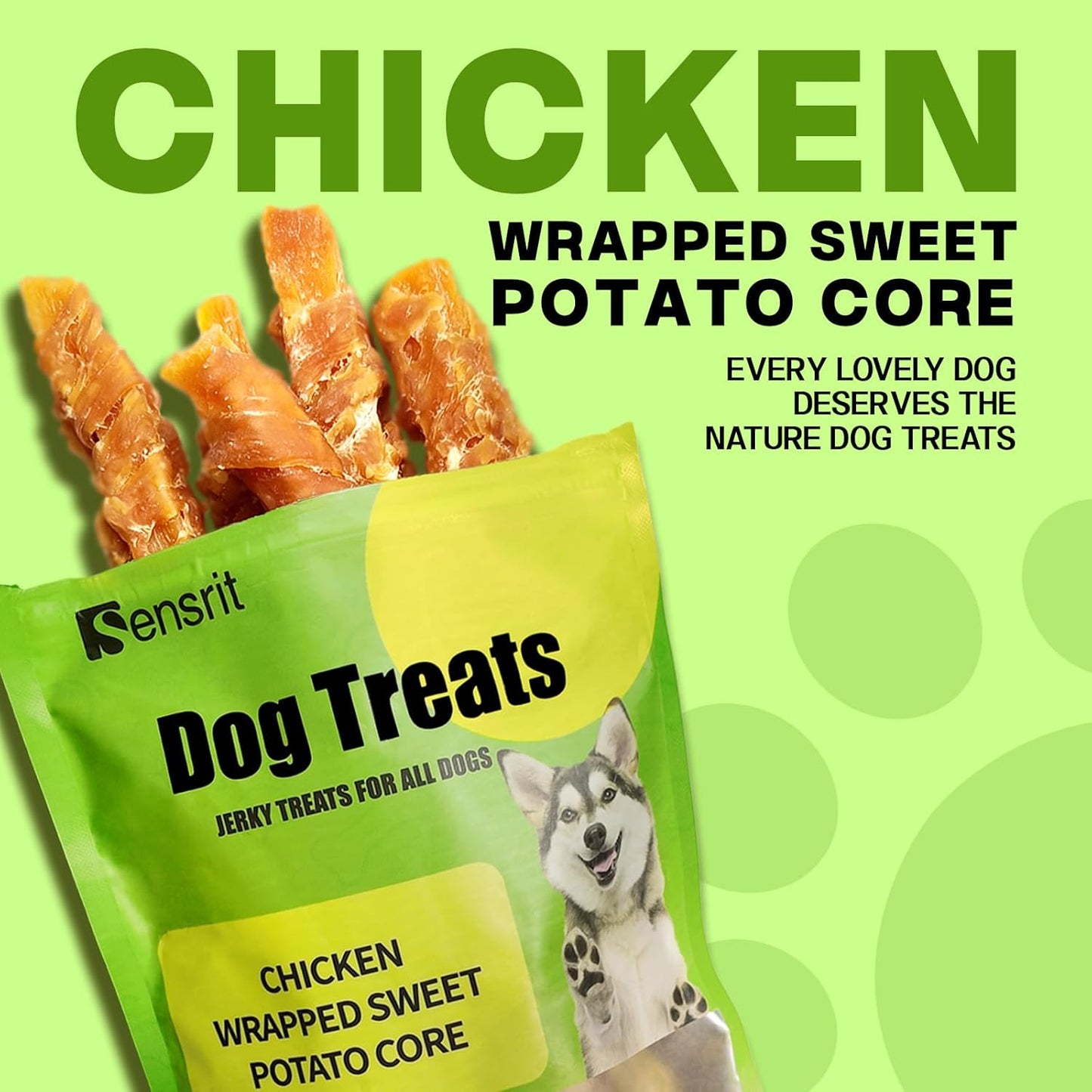 Chicken Wrapped Sweet Potato Core Dog Treats - All Natural, Grain Free Jerky Chews for Small, Medium, Large Dogs - Healthy Training Rewards & Snacks for Digestive Health, 10oz