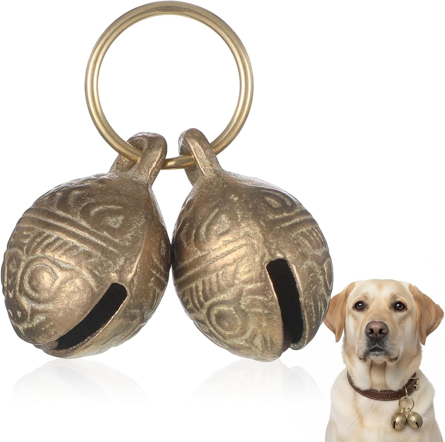 Copper Bell for Dog Collar, 2 PCS Large Brass Dog Bells Collars Extra Loud Collar Bell for Pet Tracking Anti Lost Training Pets Pendant Accessories Anti Theft Bells for Medium Large Dogs & Cats